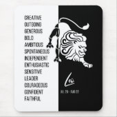 Leo Zodiac Sign Mousepad, Black & White Mousepad (Vorne)