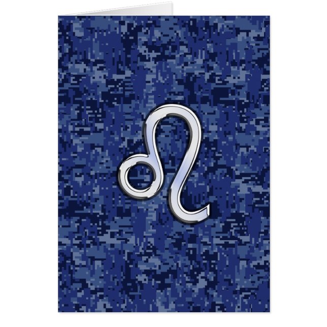 Leo Zodiac Sign on Blue Digital Camouflage (Vorne)