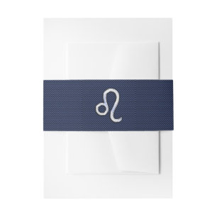 Leo Zodiac Sign on Navy Blue Carbon Fiber Print Einladungsbanderole