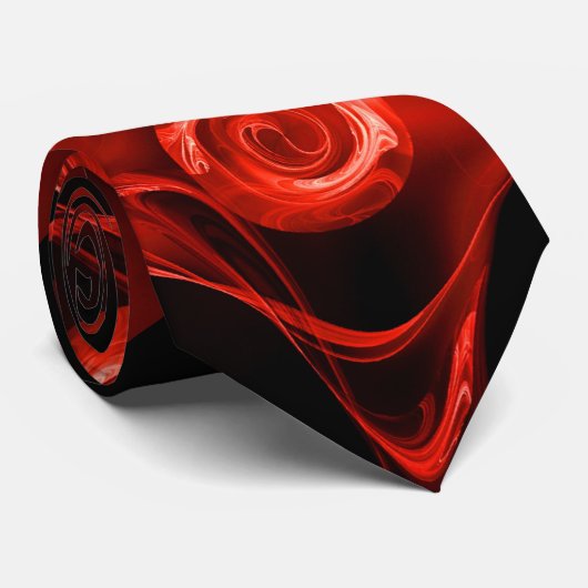 LEO ZODIAC SIGN,RED FRAKTAL ROSE IN SCHWARZ KRAWATTE (Gerollt)