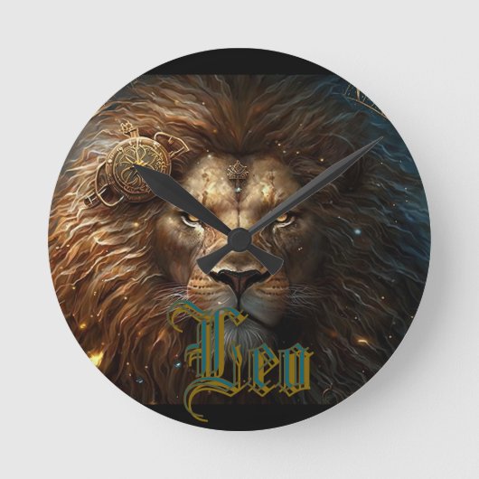 Leo Zodiac Sign Runde Wanduhr (Vorderseite)