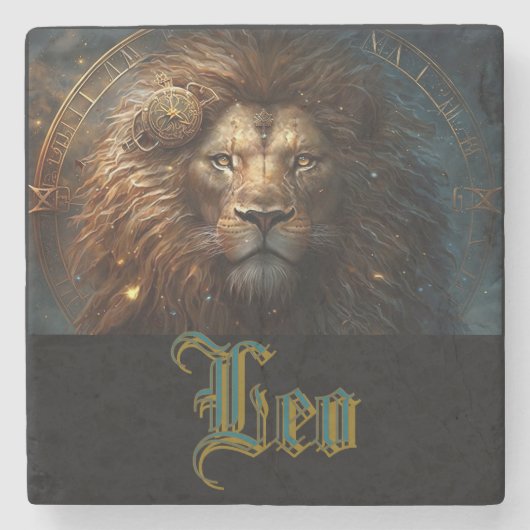Leo Zodiac Sign Steinuntersetzer (Vorderseite)