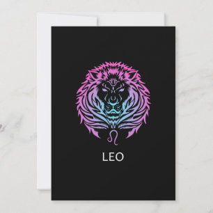 Leo Zodiac Sign The Lion Design Birthday Gift Einladung