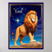 Leo Zodiac Sign Under einem Sternenhimmel Poster (Vorne)