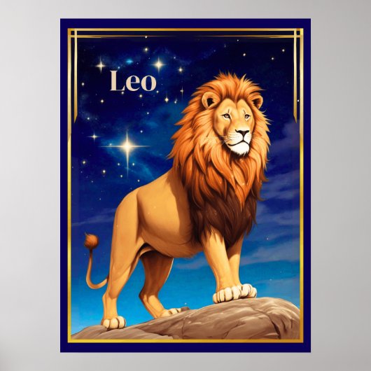 Leo Zodiac Sign Under einem Sternenhimmel Poster (Vorne)