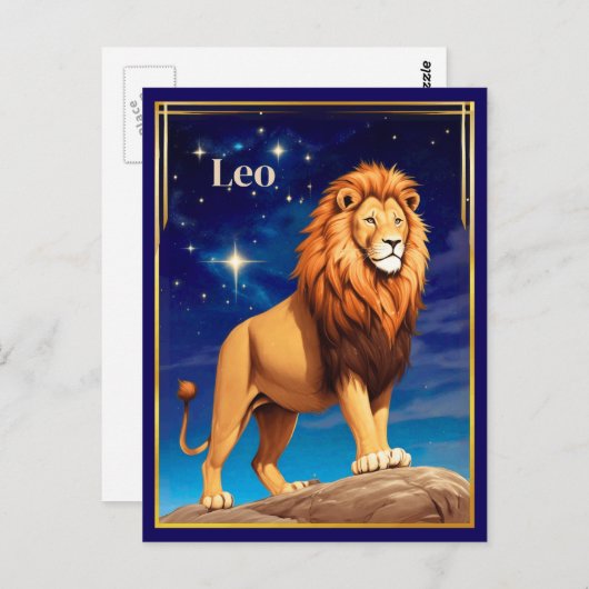Leo Zodiac Sign Under einem Sternenhimmel Postkarte (Vorne/Hinten)