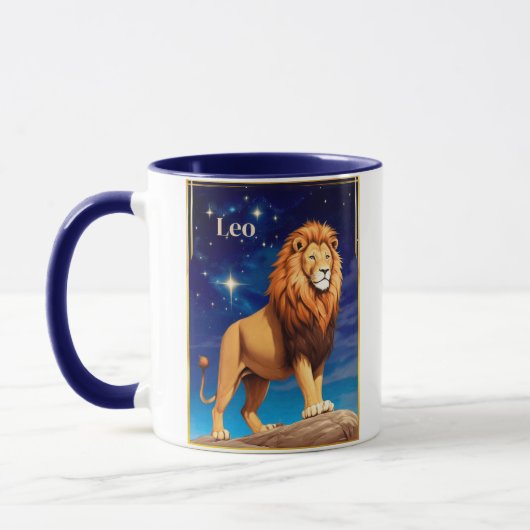 Leo Zodiac Sign Under einem Sternenhimmel Tasse (Links)
