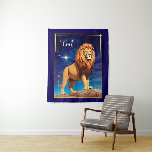 Leo Zodiac Sign Under einem Sternenhimmel Wandteppich (Beispiel)