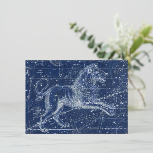 Leo Zodiac Sign Vintag Illustration Einladung (Stehend Vorderseite)