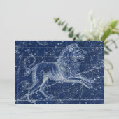 Leo Zodiac Sign Vintag Illustration Einladung (Stehend Vorderseite)