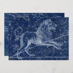 Leo Zodiac Sign Vintag Illustration Einladung