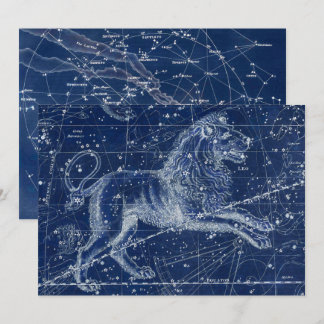 Leo Zodiac Sign Vintag Illustration Einladung
