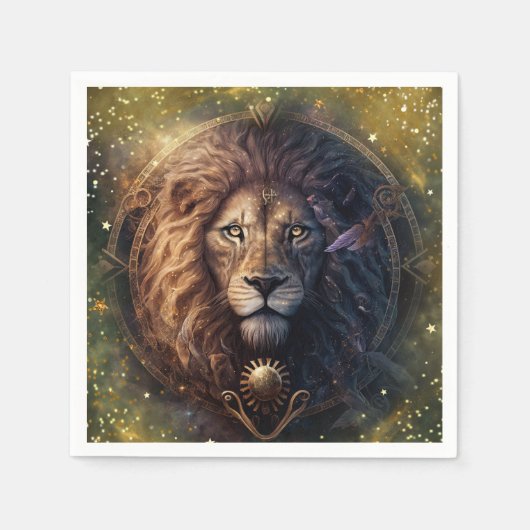 Leo Zodiac Sign Watercolor Design Serviette (Vorderseite)