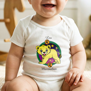 Leo Zodiac Sign Whimsical Astrologie Cartoon Baby Strampler