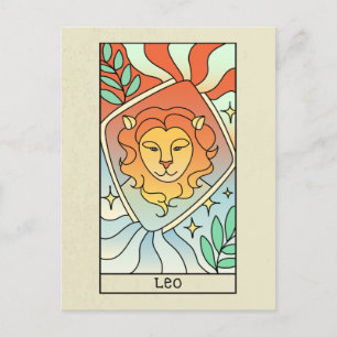 Leo Zodiac Signo Abstrakte Kunst Vintag Postkarte
