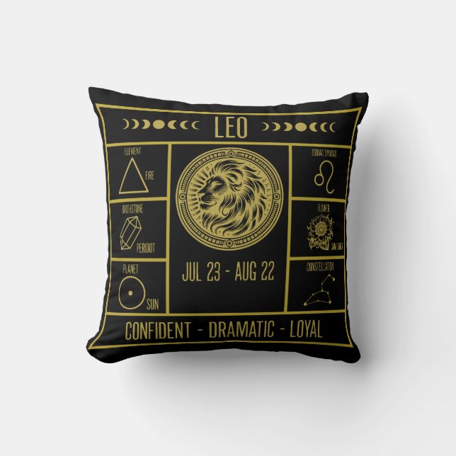 Leo Zodiac Spaß Fakten Horoskop Astrologie Pillow Kissen (Vorderseite)