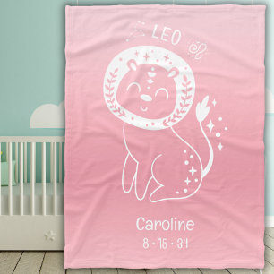 Leo Zodiac Star Individuelle Name Birthdate Pink B Fleecedecke