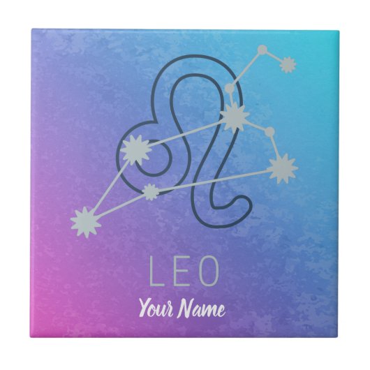 Leo Zodiac Star Sign Horoskop Constellation Fliese (Vorderseite)