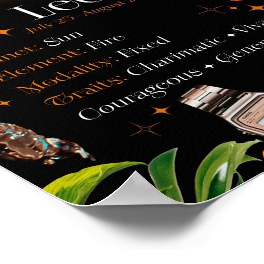 Leo Zodiac Star Sign Y2k Black 4:5 Poster (Ecke)