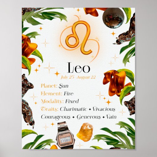 Leo Zodiac Star Sign Y2K White 4:5 Poster (Vorne)