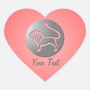 Leo Zodiac Star Silver Pink Herzform Herz-Aufkleber