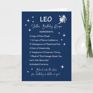 Leo Zodiac Stellar Birthday Recipe Karte