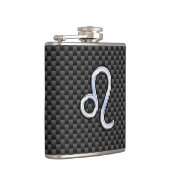 Leo Zodiac Symbol auf Carbon Fibre Style Print Flachmann (Rechts)