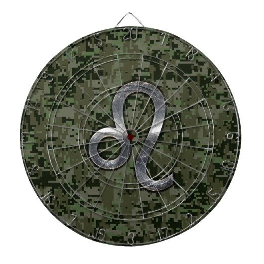 Leo Zodiac-Symbol auf der digitalen Woodland-Camou Dartscheibe (vorne)