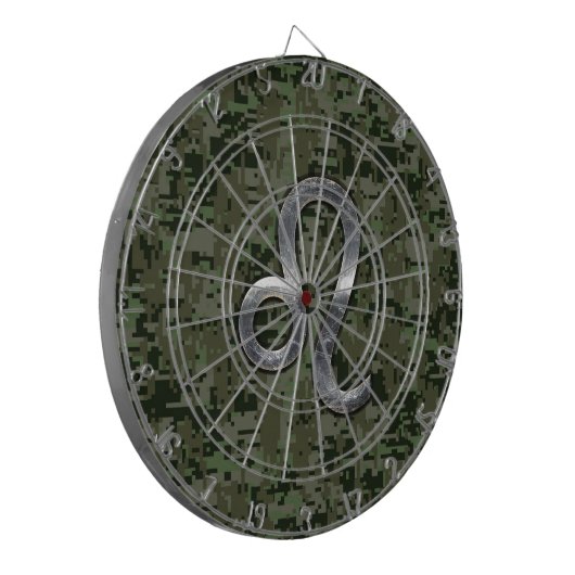 Leo Zodiac-Symbol auf der digitalen Woodland-Camou Dartscheibe (Vorderseite Links)