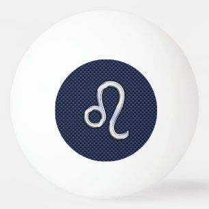 Leo Zodiac Symbol auf Navy Blue Carbon Fibre Print Tischtennisball
