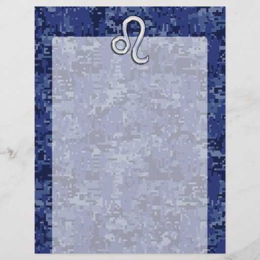 Leo Zodiac-Symbol auf Navy Blue Digital-Camouflage (Vorderseite)