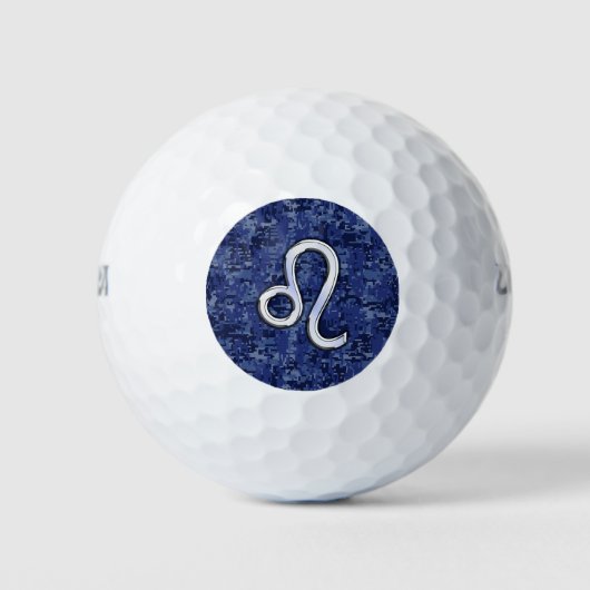 Leo Zodiac Symbol auf Navy Blue Digital Camouflage Golfball (Vorderseite)