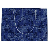 Leo Zodiac Symbol auf Navy Blue Digital Camouflage Große Geschenktüte (Rückseite)