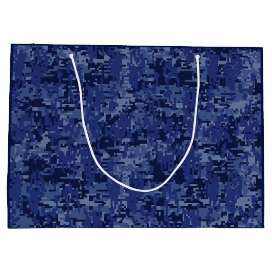 Leo Zodiac Symbol auf Navy Blue Digital Camouflage Große Geschenktüte (Rückseite)