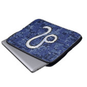Leo Zodiac Symbol auf Navy Blue Digital Camouflage Laptopschutzhülle (Vorne Knopf)