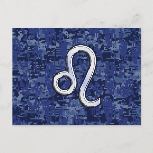 Leo Zodiac-Symbol auf Navy Blue Digital-Camouflage Postkarte (Vorderseite)