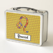 Leo Zodiac Symbol Element von Kenneth Yoncich Metall Lunch Box (Rückseite)