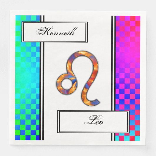 Leo Zodiac Symbol Element von Kenneth Yoncich Serviette (Vorderseite)