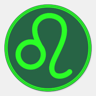 Leo Zodiac Symbol Green Contrast Runder Aufkleber