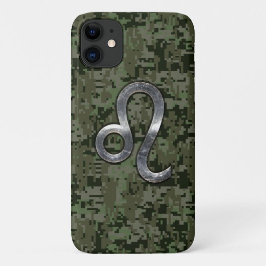 Leo Zodiac Symbol Green Digital Camouflage Case-Mate iPhone Hülle (Rückseite)