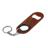 Leo Zodiac Symbol im Mahagoni-Holzstil Mini Flaschenöffner (Vorderseite Schrägansicht)