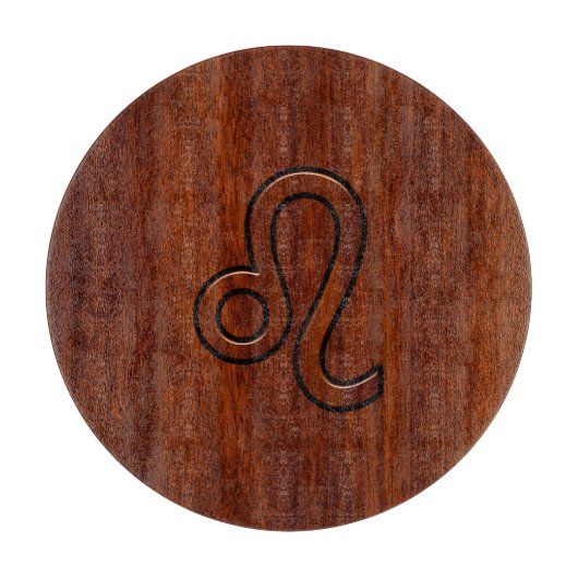 Leo Zodiac Symbol im Mahagoni-Holzstil Schneidebrett (Vorderseite)