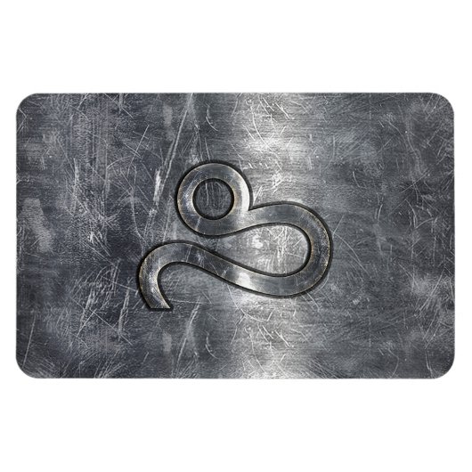 Leo Zodiac Symbol in Grunge Distressed Style Magnet (Horizontal)