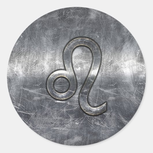 Leo Zodiac Symbol in Grunge Distressed Style Runder Aufkleber (Vorderseite)