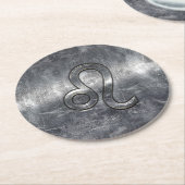 Leo Zodiac Symbol in Grunge Distressed Style Runder Pappuntersetzer (Angewinkelt)