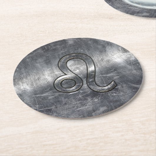 Leo Zodiac Symbol in Grunge Distressed Style Runder Pappuntersetzer (Angewinkelt)