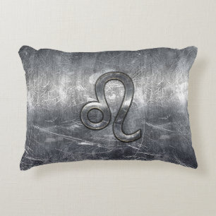 Leo Zodiac Symbol in Grunge Distressed Style Zierkissen