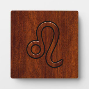 Leo Zodiac Symbol in Mahogany wood style decor Fotoplatte
