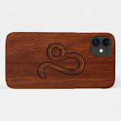 Leo Zodiac Symbol in Rich-Mahagoni-Holzstil Case-Mate iPhone Hülle (Rückseite (Horizontal))