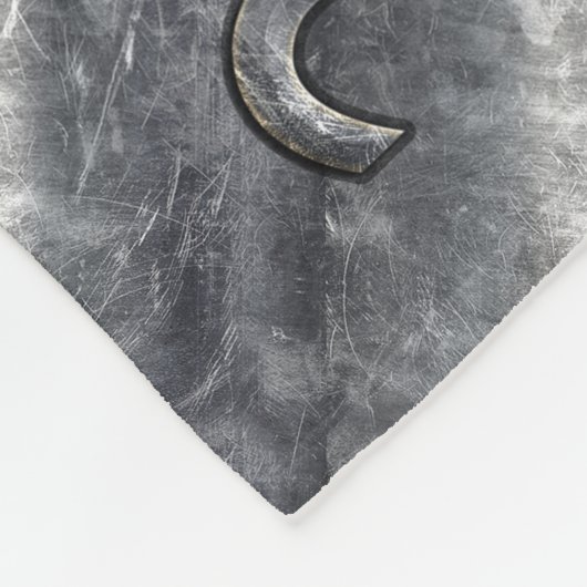 Leo Zodiac Symbol in Silver Steel Style Fleecedecke (Ecke)